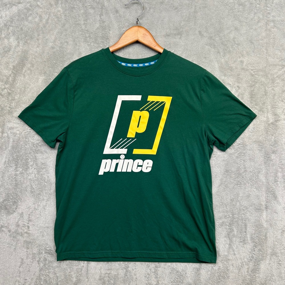 Prince Pickleball Graphic Tee Mens Medium Green SS Urban Casual Sporty Gorpcore